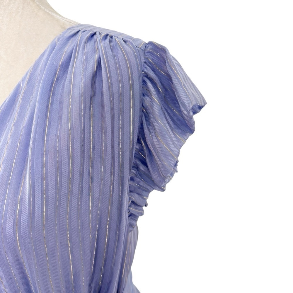 MARIE OLIVER Silk Uma Ruffle Midi Dress in Blue Jay Size M - Picture 10 of 13